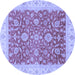 Round Oriental Blue Traditional Rug, abs3981blu