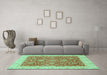 Machine Washable Oriental Turquoise Traditional Area Rugs in a Living Room,, wshabs3981turq