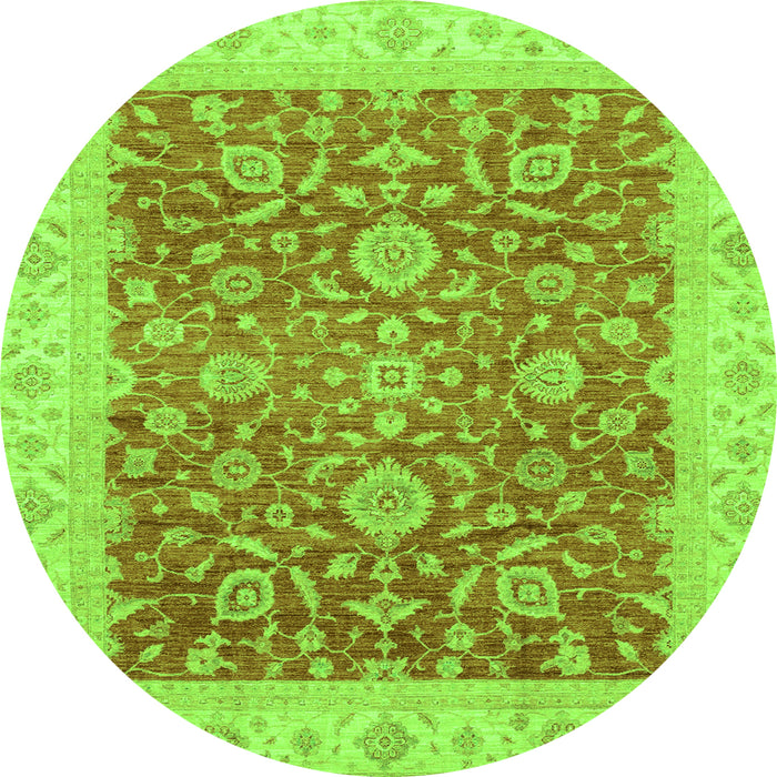 Round Oriental Green Traditional Rug, abs3981grn