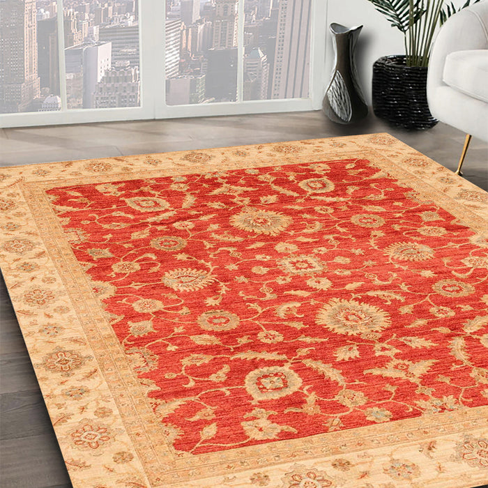Abstract Orange Oriental Rug in Family Room, abs3981