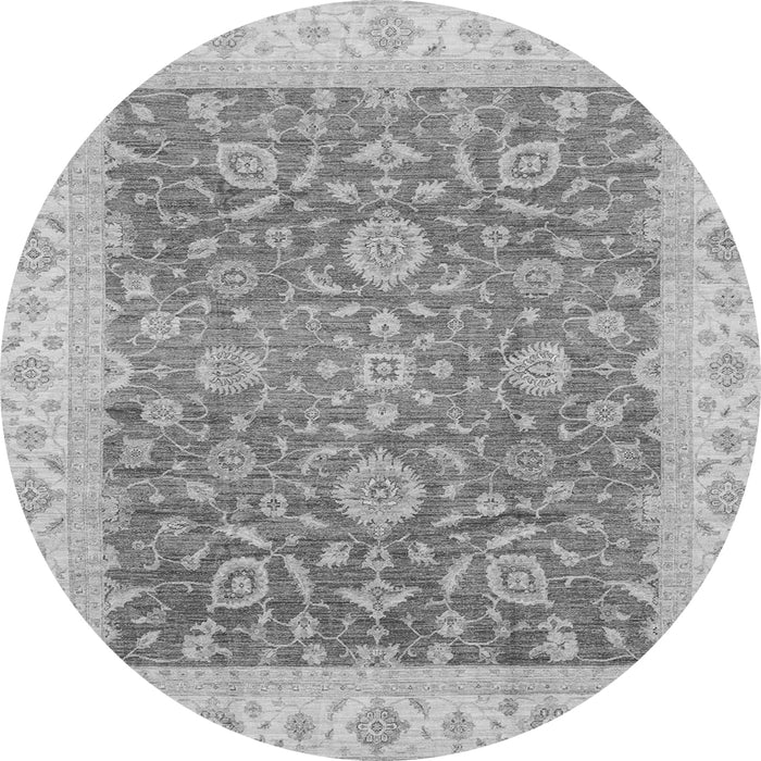 Round Machine Washable Oriental Gray Traditional Rug, wshabs3981gry