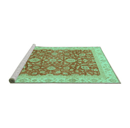 Sideview of Machine Washable Oriental Turquoise Traditional Area Rugs, wshabs3981turq