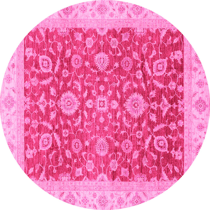 Round Oriental Pink Traditional Rug, abs3981pnk