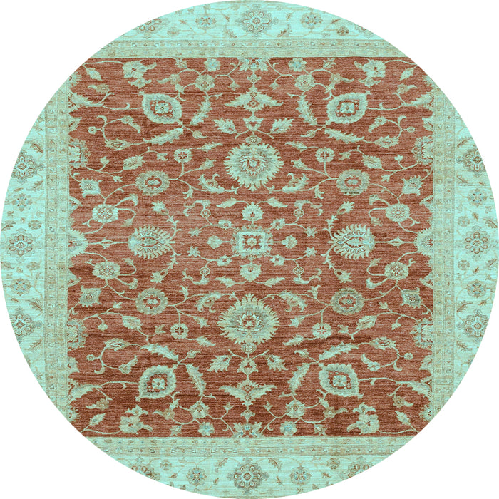Round Oriental Light Blue Traditional Rug, abs3981lblu