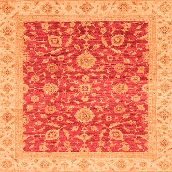 Square Machine Washable Oriental Orange Traditional Area Rugs, wshabs3981org