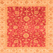 Square Oriental Orange Traditional Rug, abs3981org