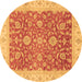 Round Oriental Brown Traditional Rug, abs3981brn