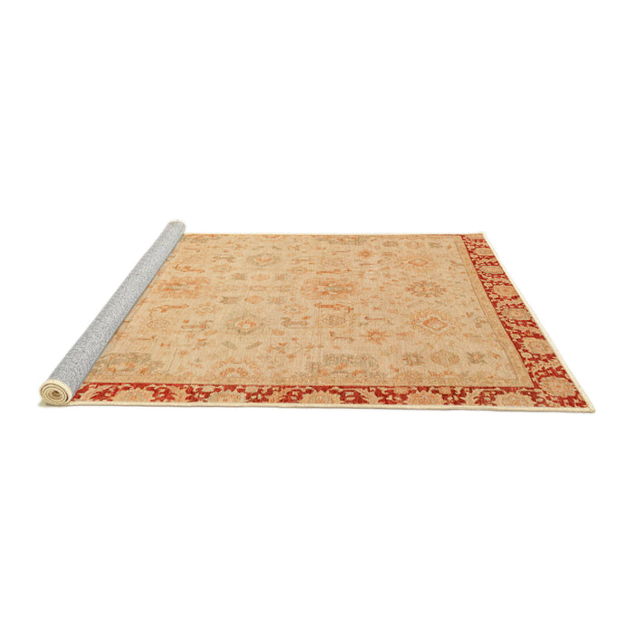 Sideview of Machine Washable Abstract Mustard Yellow Rug, wshabs3982