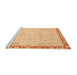 Sideview of Machine Washable Abstract Mustard Yellow Rug, wshabs3982