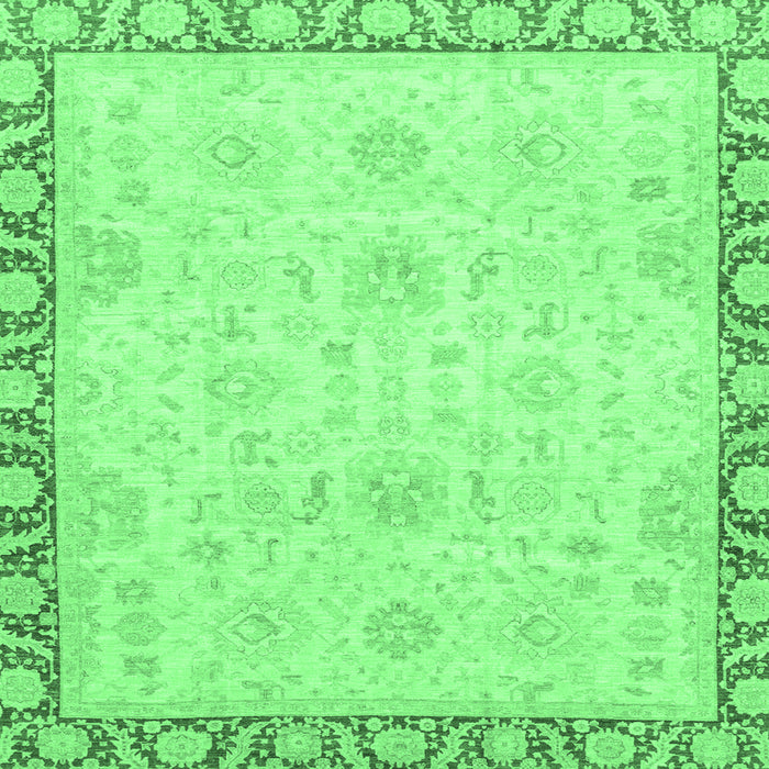 Square Abstract Emerald Green Modern Rug, abs3982emgrn