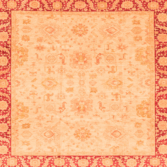Square Machine Washable Abstract Orange Modern Area Rugs, wshabs3982org