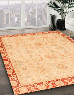 Machine Washable Abstract Mustard Yellow Rug in a Family Room, wshabs3982