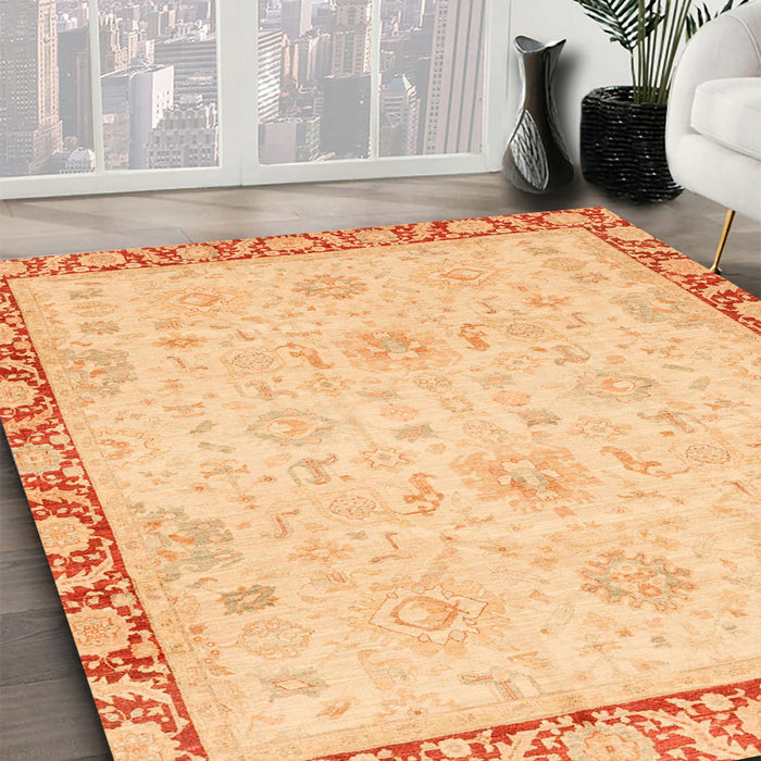 Machine Washable Abstract Mustard Yellow Rug in a Family Room, wshabs3982