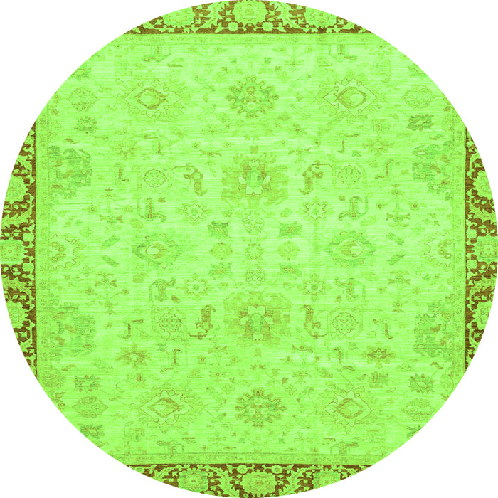 Round Machine Washable Abstract Green Modern Area Rugs, wshabs3982grn
