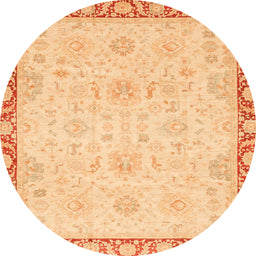 Round Machine Washable Abstract Mustard Yellow Rug, wshabs3982