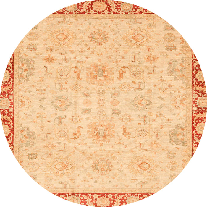 Round Machine Washable Abstract Mustard Yellow Rug, wshabs3982