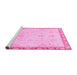 Sideview of Machine Washable Abstract Pink Modern Rug, wshabs3982pnk