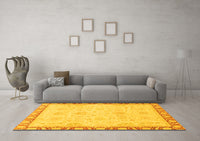 Machine Washable Abstract Yellow Modern Rug, wshabs3982yw