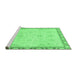 Sideview of Machine Washable Abstract Emerald Green Modern Area Rugs, wshabs3982emgrn