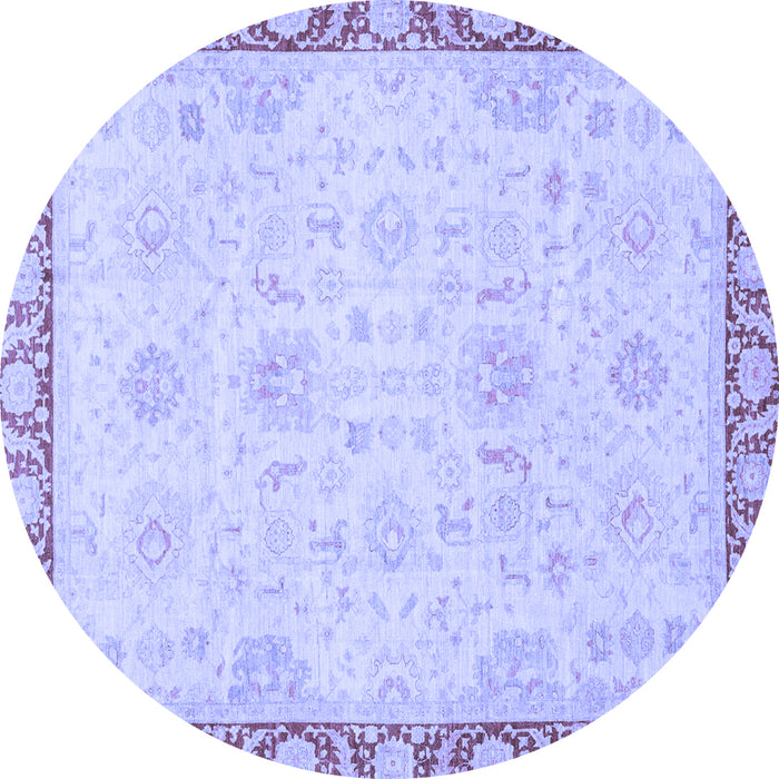 Round Abstract Blue Modern Rug, abs3982blu