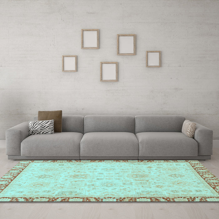 Machine Washable Abstract Light Blue Modern Rug in a Living Room, wshabs3982lblu