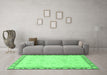 Machine Washable Abstract Emerald Green Modern Area Rugs in a Living Room,, wshabs3982emgrn