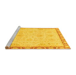 Sideview of Machine Washable Abstract Yellow Modern Rug, wshabs3982yw