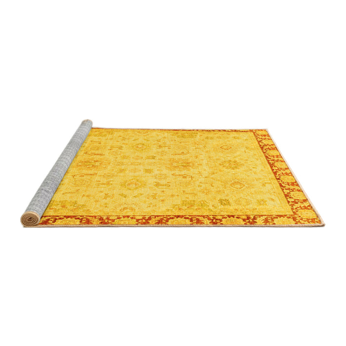 Sideview of Machine Washable Abstract Yellow Modern Rug, wshabs3982yw