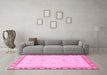 Machine Washable Abstract Pink Modern Rug in a Living Room, wshabs3982pnk