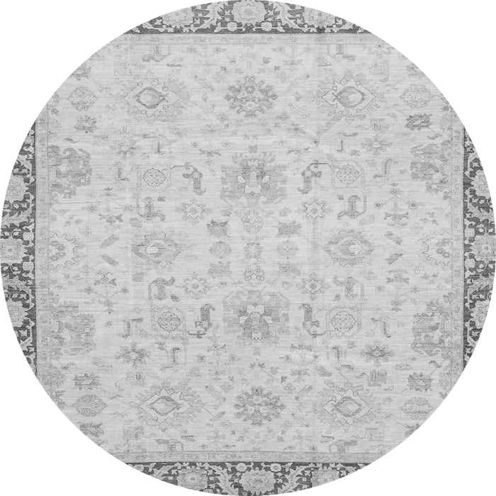 Round Machine Washable Abstract Gray Modern Rug, wshabs3982gry