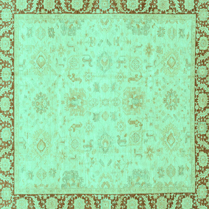 Square Machine Washable Abstract Turquoise Modern Area Rugs, wshabs3982turq