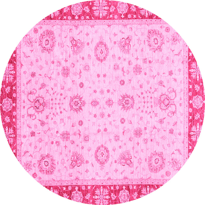 Round Abstract Pink Modern Rug, abs3983pnk