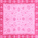 Square Machine Washable Abstract Pink Modern Rug, wshabs3983pnk