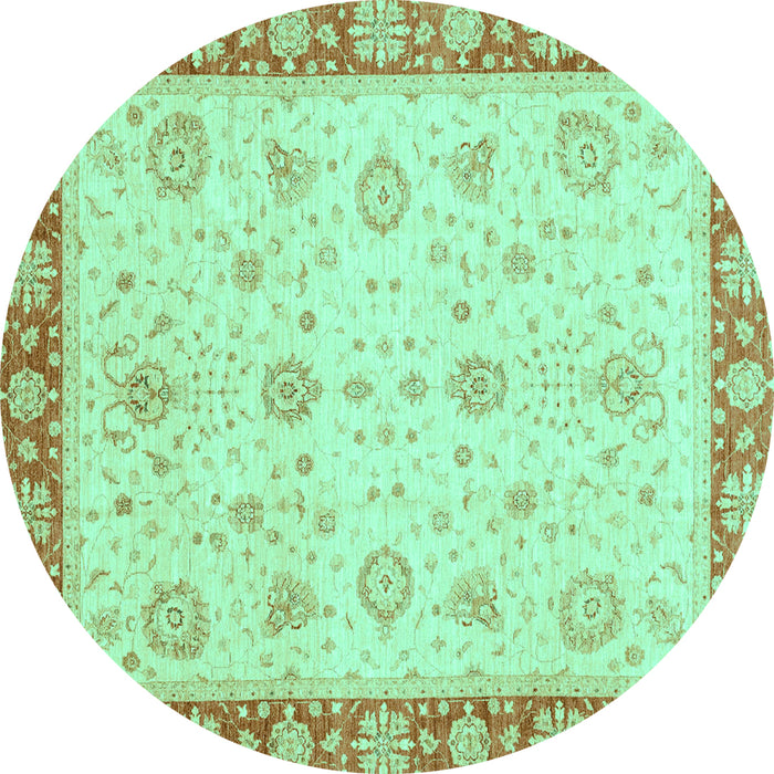 Round Abstract Turquoise Modern Rug, abs3983turq