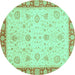 Round Abstract Turquoise Modern Rug, abs3983turq