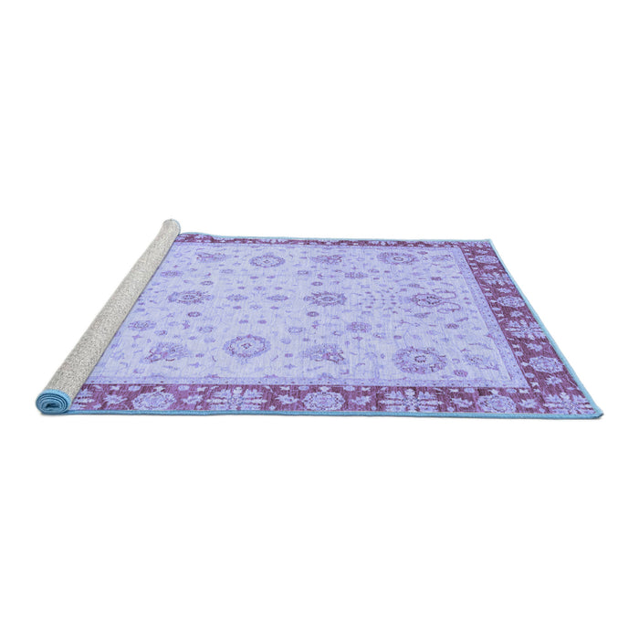 Sideview of Machine Washable Abstract Blue Modern Rug, wshabs3983blu