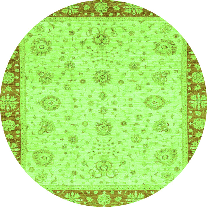 Round Abstract Green Modern Rug, abs3983grn