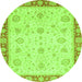 Round Abstract Green Modern Rug, abs3983grn