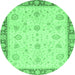 Round Abstract Emerald Green Modern Rug, abs3983emgrn