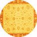 Round Machine Washable Abstract Yellow Modern Rug, wshabs3983yw