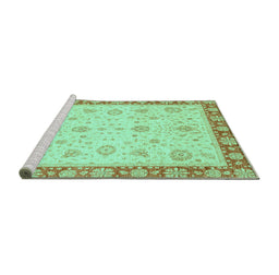 Sideview of Machine Washable Abstract Turquoise Modern Area Rugs, wshabs3983turq