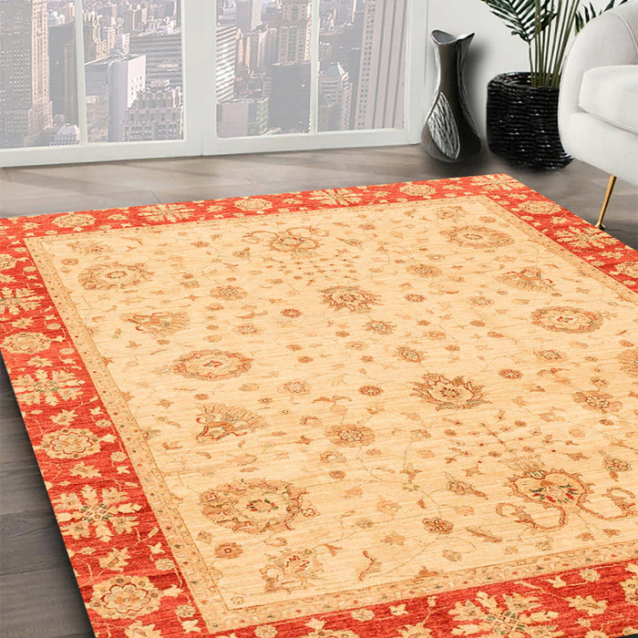 Machine Washable Abstract Chrome Gold Yellow Rug in a Family Room, wshabs3983