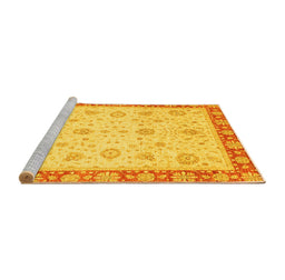 Sideview of Machine Washable Abstract Yellow Modern Rug, wshabs3983yw