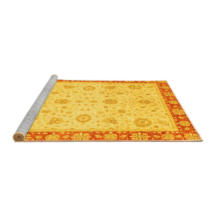 Sideview of Machine Washable Abstract Yellow Modern Rug, wshabs3983yw