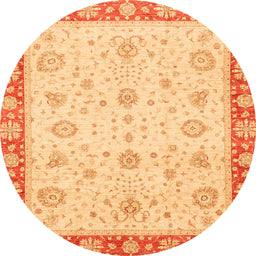 Round Abstract Chrome Gold Yellow Modern Rug, abs3983