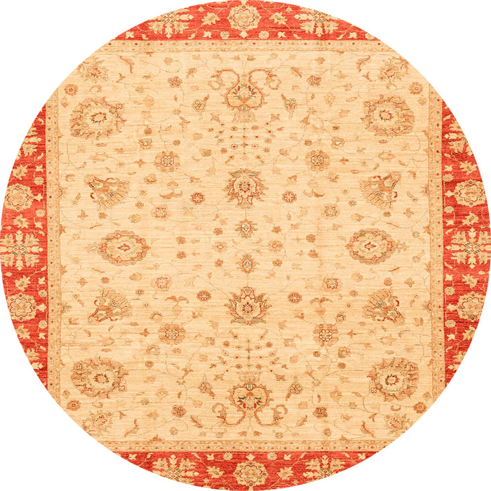 Round Abstract Chrome Gold Yellow Modern Rug, abs3983