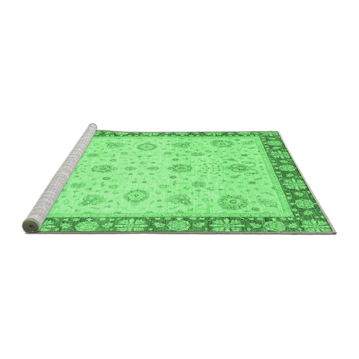 Sideview of Machine Washable Abstract Emerald Green Modern Area Rugs, wshabs3983emgrn