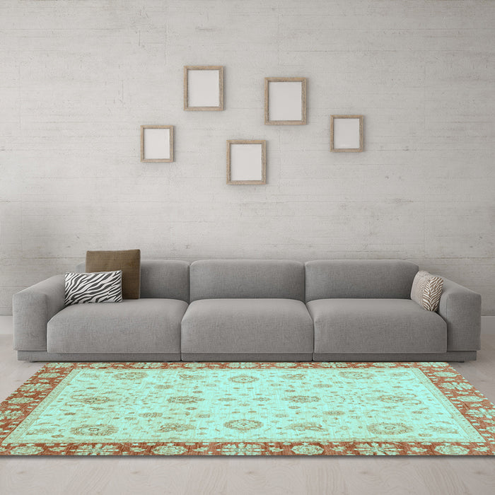 Machine Washable Abstract Light Blue Modern Rug in a Living Room, wshabs3983lblu