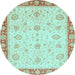 Round Machine Washable Abstract Light Blue Modern Rug, wshabs3983lblu