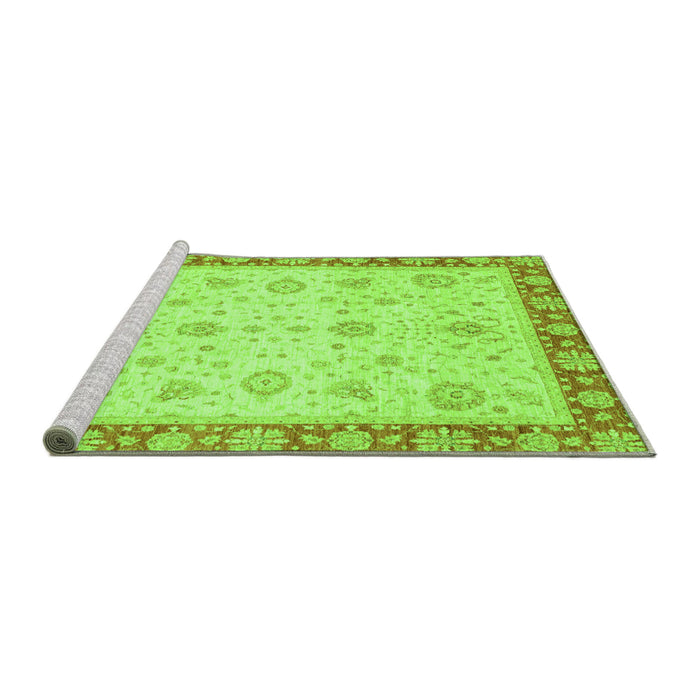 Sideview of Machine Washable Abstract Green Modern Area Rugs, wshabs3983grn